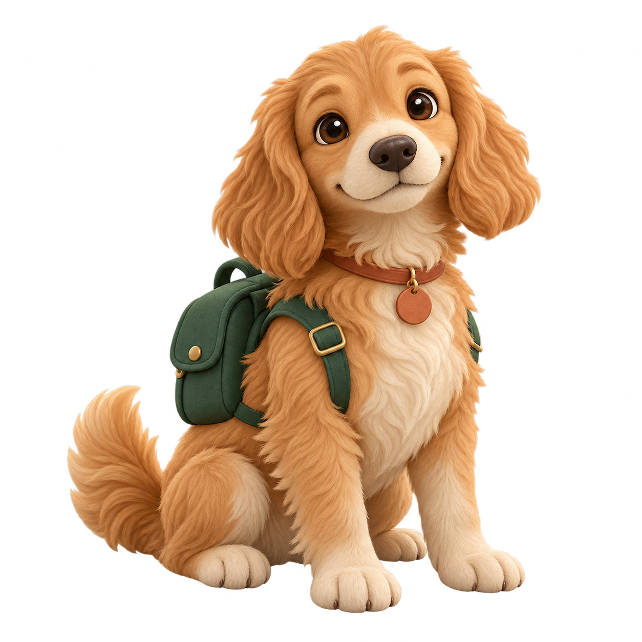 O cachorrinho mascote do PawPack, com sua mochila